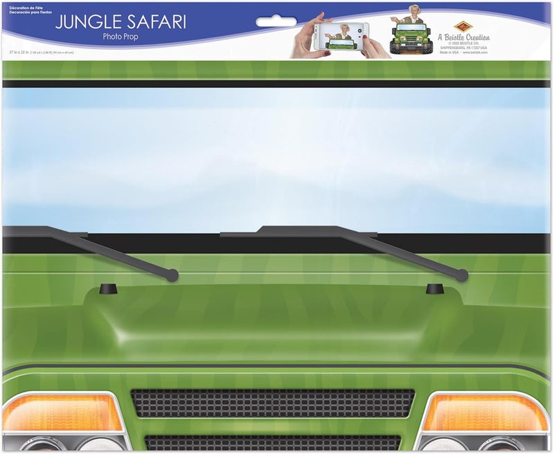 Beistle Jungle Safari Jeep Photo Prop Backdrop for Birthday Party Supplies - Multicolored - Image 4