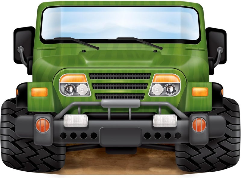 Beistle Jungle Safari Jeep Photo Prop Backdrop for Birthday Party Supplies - Multicolored - Image 1