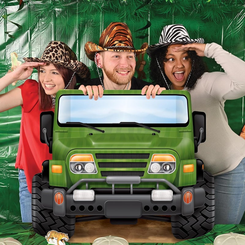 Beistle Jungle Safari Jeep Photo Prop Backdrop for Birthday Party Supplies - Multicolored - Image 2