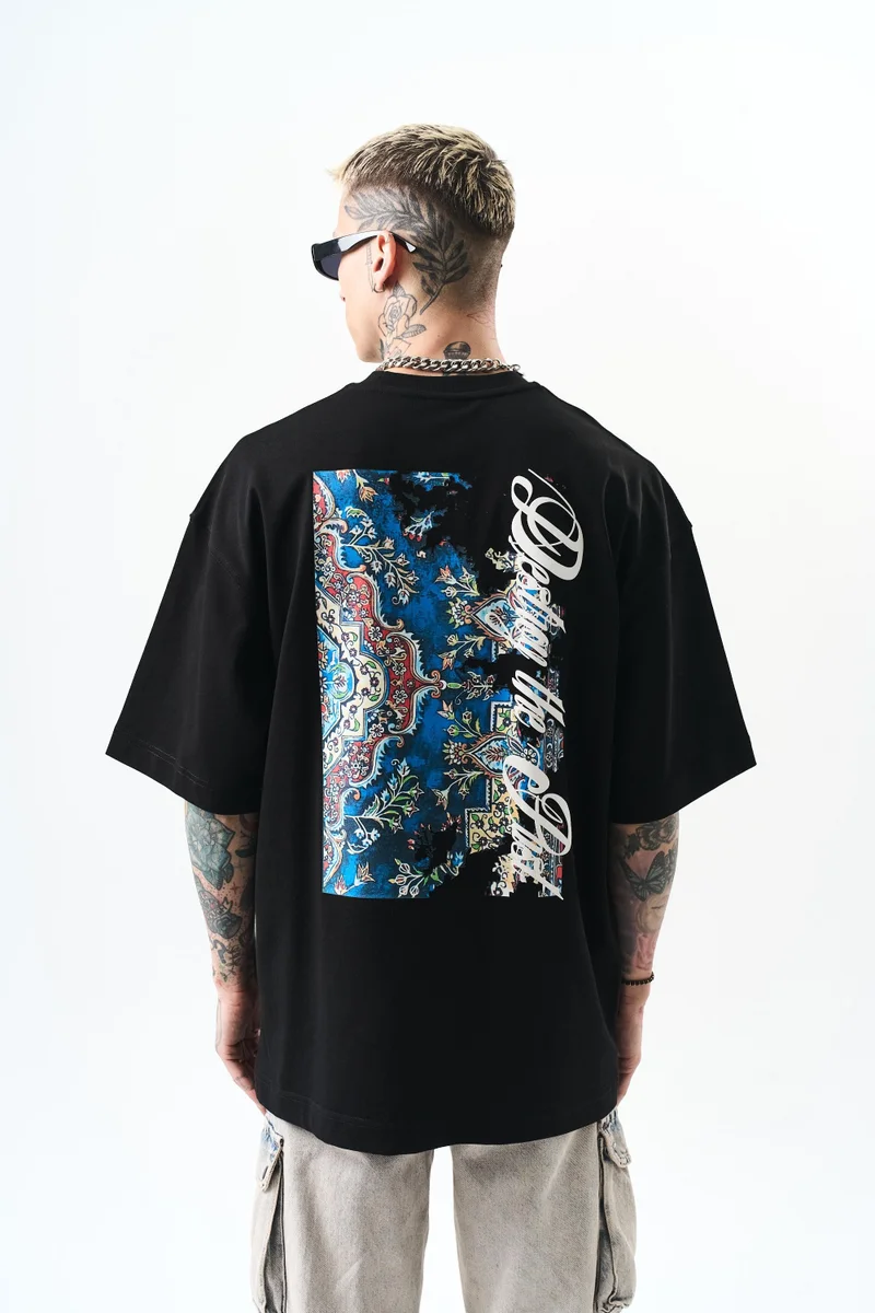 RESPIRE Men's Destroy Print Oversize T-Shirt, Black