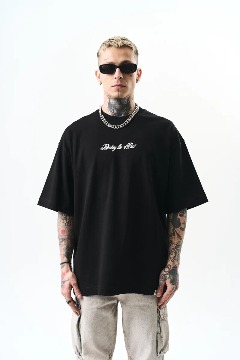 RESPIRE Men's Destroy Print Oversize T-Shirt, Black