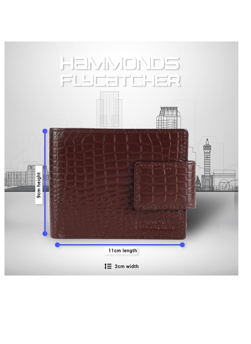 HAMMONDS FLYCATCHER Leather Wallet for Men, RFID Protected Leather Purse for Men, Money Purse for Men, Bi-Fold Wallet, 7 Card Slots, Zipper Coin Pocket, Metal Snap Button - Croc Brown | F9CR  - Image 5
