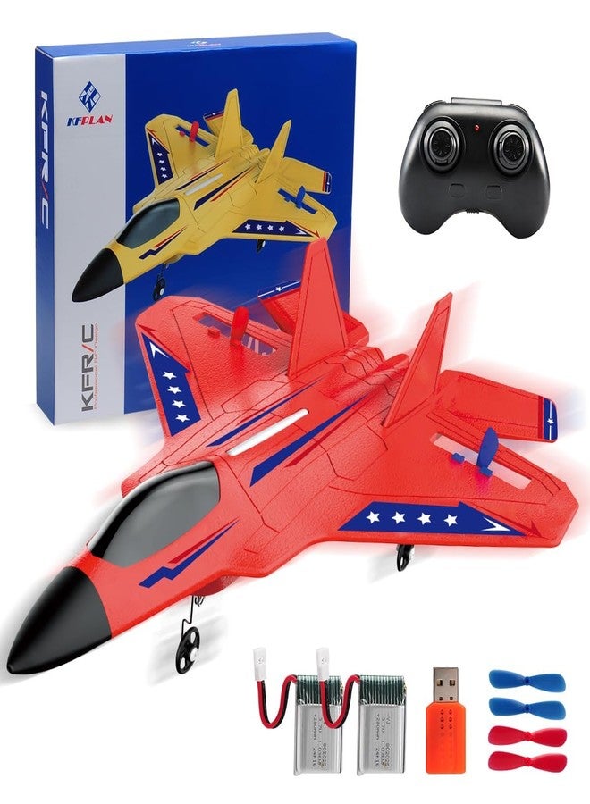 ANTSIR F22 RC Airplane, 2.4GHz Remote Control Jet with Gyro Stabilizer, LED Lights, 2 Batteries, Easy to Fly for Kids Boys Adults Beginners (Red) - Image 1