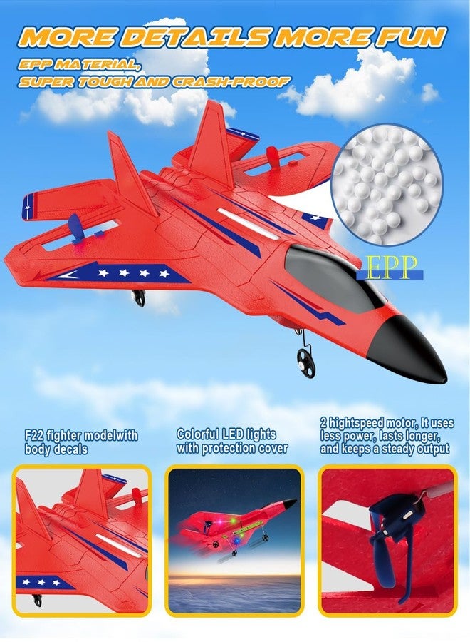 ANTSIR F22 RC Airplane, 2.4GHz Remote Control Jet with Gyro Stabilizer, LED Lights, 2 Batteries, Easy to Fly for Kids Boys Adults Beginners (Red) - Image 5