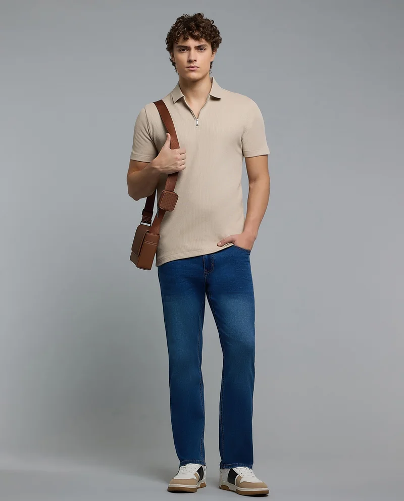 R&B Solid Polo T-Shirt with Short Sleeves