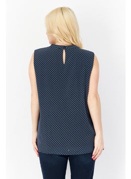Zero Women Crew Neck Diamond Pattern Tank Top, Black  - Image 3
