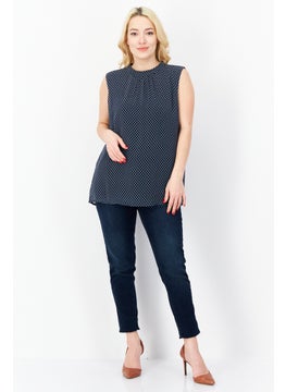 Zero Women Crew Neck Diamond Pattern Tank Top, Black  - Image 4
