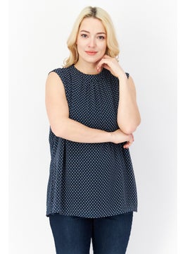 Zero Women Crew Neck Diamond Pattern Tank Top, Black  - Image 1