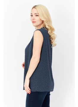 Zero Women Crew Neck Diamond Pattern Tank Top, Black  - Image 2
