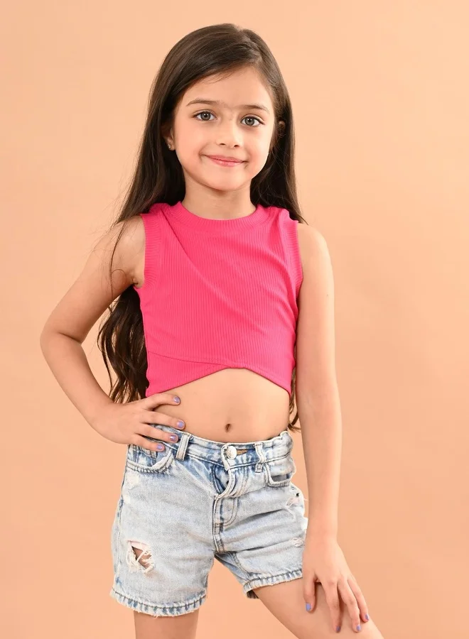 LILPICKS Pink Crop Top for Girls