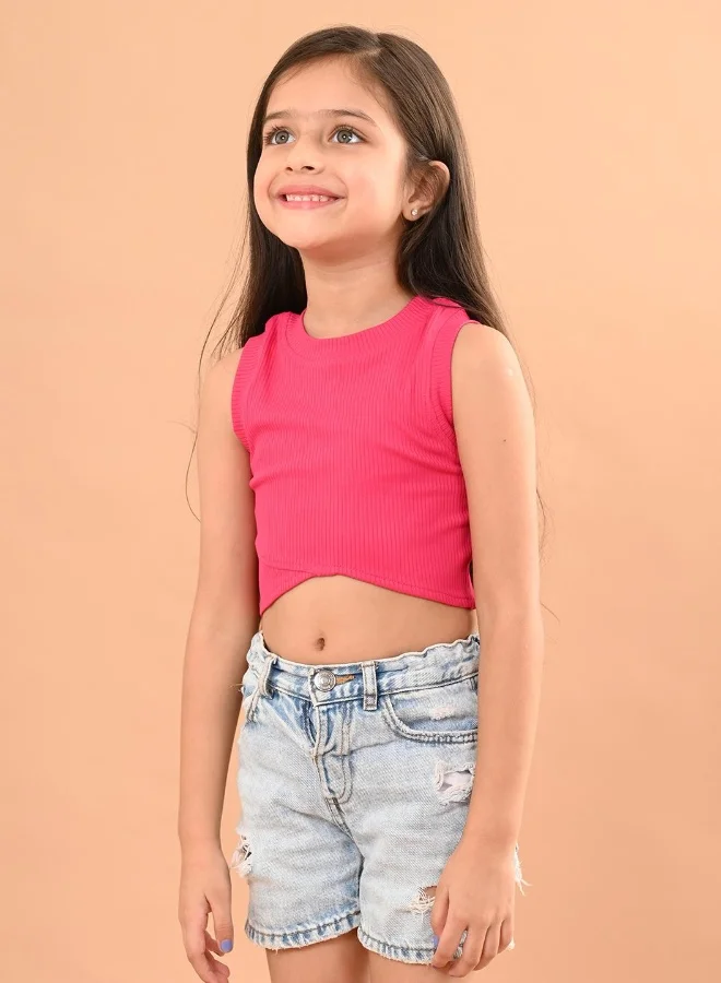 LILPICKS Pink Crop Top for Girls