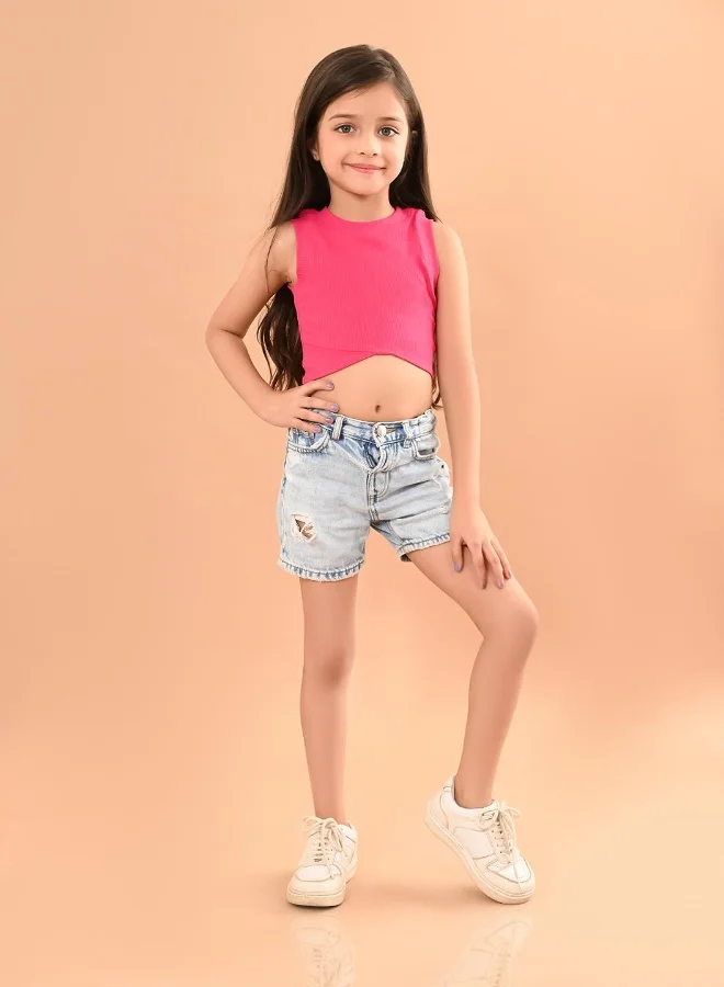 LILPICKS Pink Crop Top for Girls