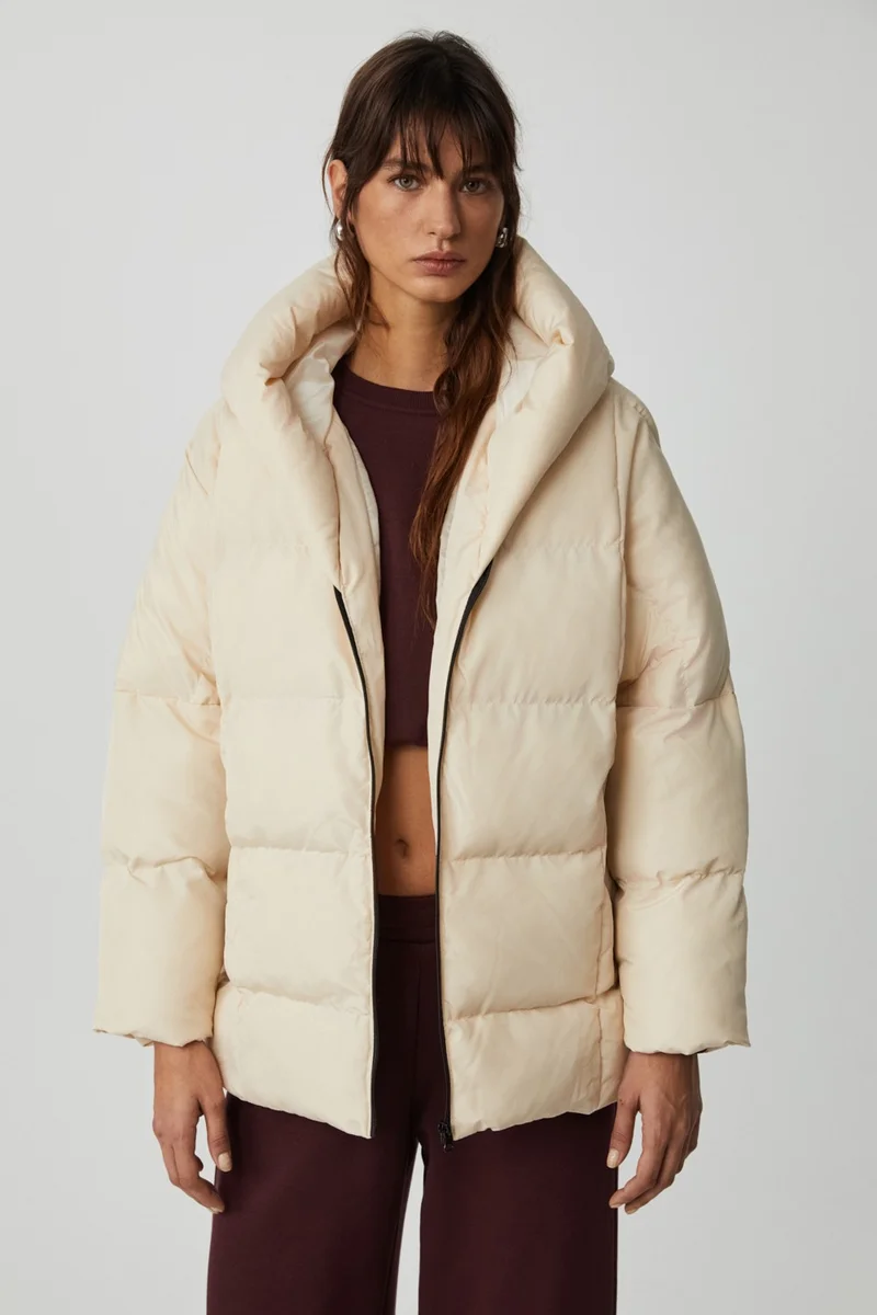 GRIMELANGE Maeghan Women's Hooded Water Repellent Beige Coat