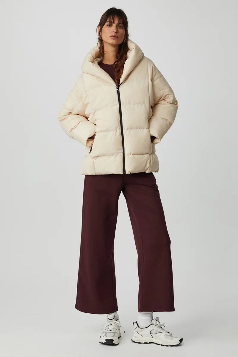 GRIMELANGE Maeghan Women's Hooded Water Repellent Beige Coat