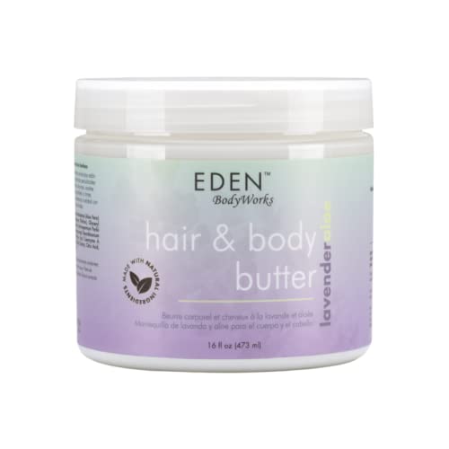 eden bodyworks EDEN BodyWorks Lavender Aloe Hair + Body Butter (16 oz) - Natural Moisturizer - Hydrate, Calm and Soothe Hair & Skin
