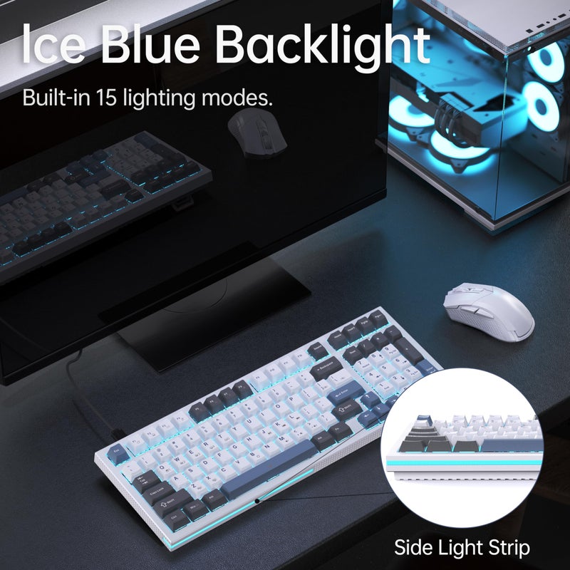 KEMOVE K98SE Mechanical Gaming Keyboard, 98 Keys LED Backlit Programmable Keyboard, 96% Wired Computer Keyboard with Double Sound Dampening Foam, Pre-lubed Blue Switch - Image 4