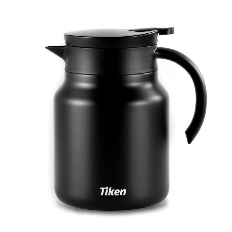 Tiken 34 Oz Thermal Coffee Carafes For Keeping Hot Double Wall Stainless Steel Insulated Coffee Carafe 1 Liter Beverage Pitcher Matte Black