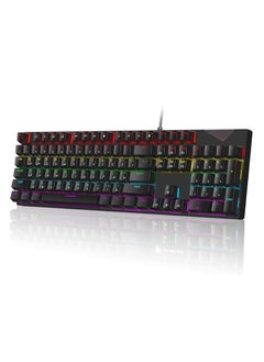 English Arabic Mechanical Gaming Keyboard with LED Backlit, 104 Keys Quick Response USB Interface E-sport Waterproof Wired Keyboard for Windows/MacOS/Android PC Gamers - Black