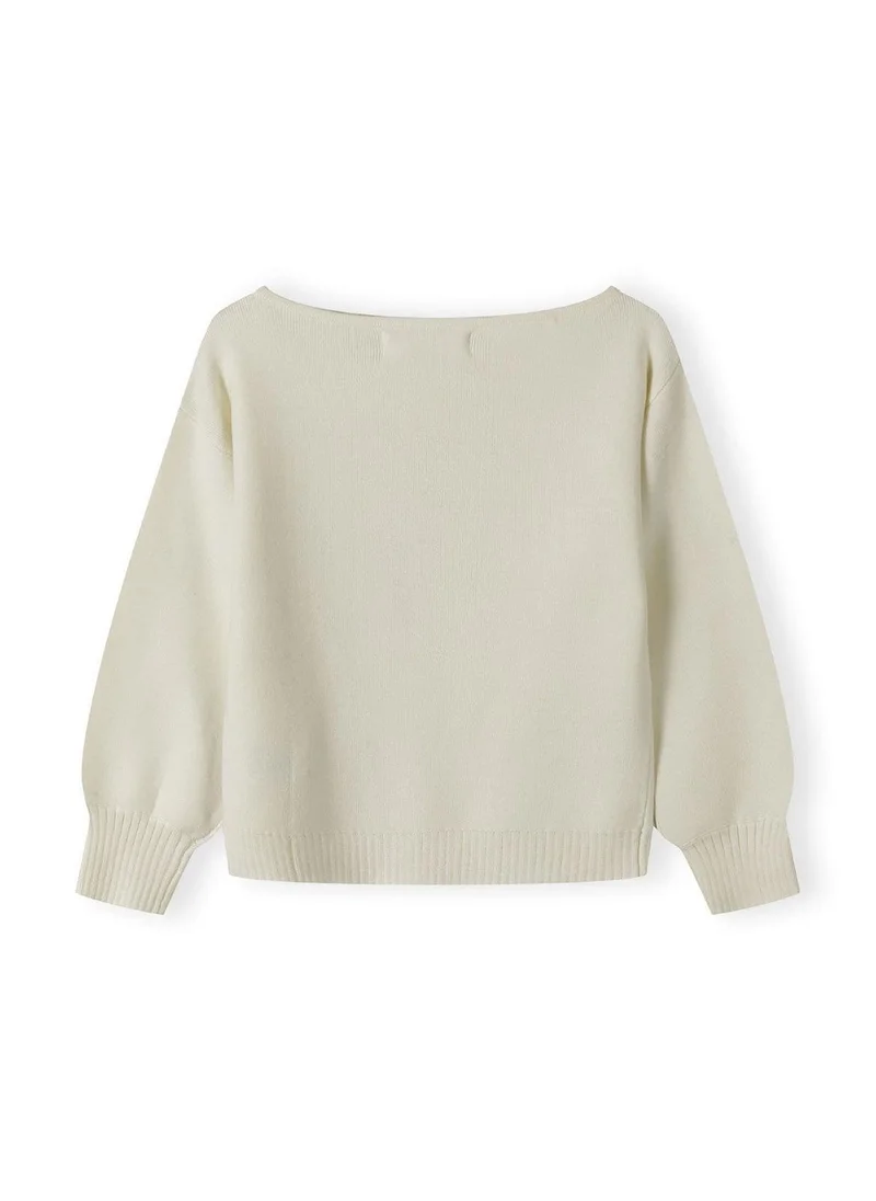MINOTI Kids Girls Knit Jumper with Boat Neck