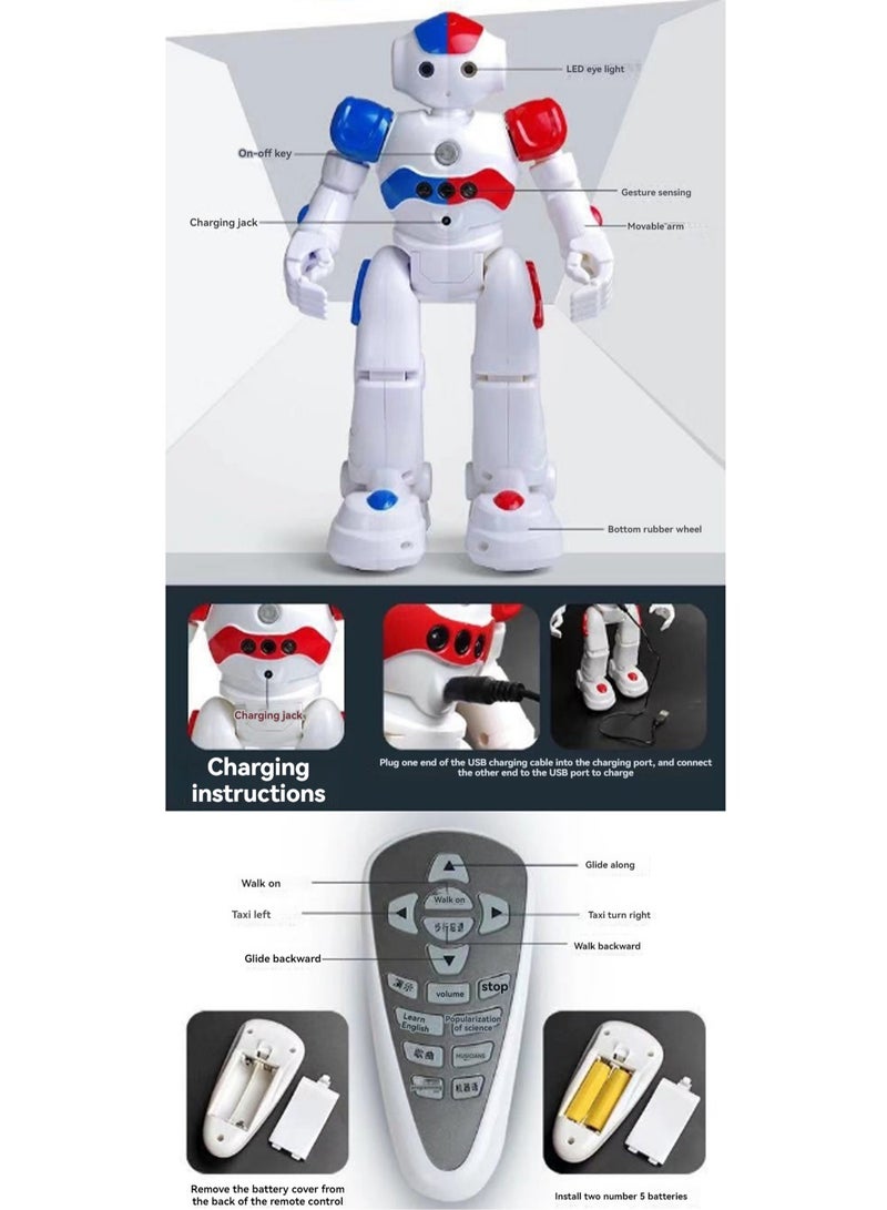 Red Alrock Kids Robot, Smart Gesture Sensor And Rechargeable Robot Toy For Kids, Can Walk, Slide, Turn, Sing, Dance, Talk And Teach Science  - Image 3