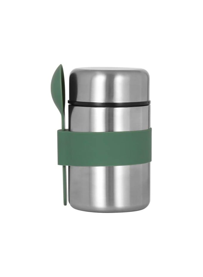 چينيرال براند 400ml Vacuum Insulated Soup Container Stainless Steel 304 Lunch box for Kids Adult Food Jar (400ml, SS+Army green) - Image 1