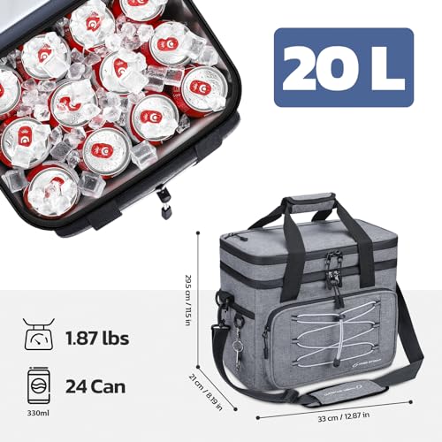 Maelstrom Lunch Box for Men,Insulated Lunch Bag Women/Men,24 Can Leakproof Soft Cooler Bag,Gray - Image 5
