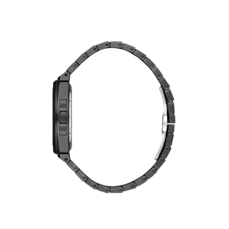 Bigotti Raffinato Black Stainless Steel Watch for Men BG.1.10680-5 - Blue Emboss Dial, 42mm Case, Japanese Quartz, Date Display, 50M Water Resistant, Mineral Glass - Image 2