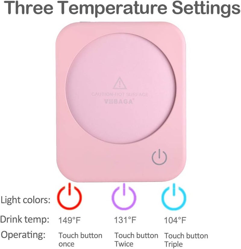 Vobaga Mug Warmer & Coffee Mug Warmer with 4 Hours Auto Shut-Off, Coffee Warmer Plate for Office Home Desk Use with 3 Temperature Settings, Cup Warmer for Cocoa, Tea, Milk, Water, Coffee Gifts(No Cup) - Image 4