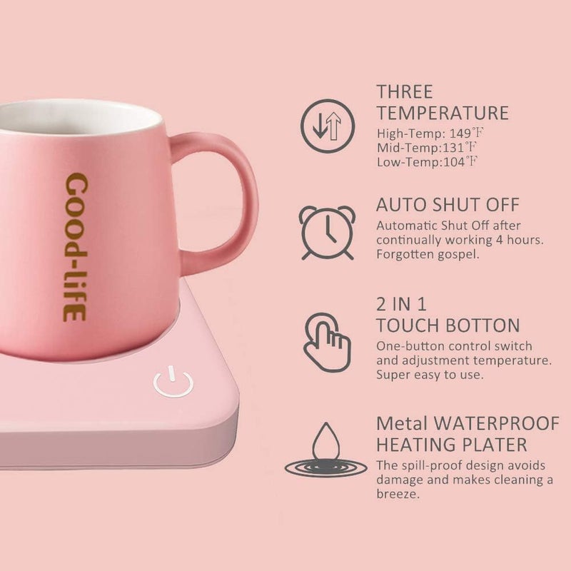 Vobaga Mug Warmer & Coffee Mug Warmer with 4 Hours Auto Shut-Off, Coffee Warmer Plate for Office Home Desk Use with 3 Temperature Settings, Cup Warmer for Cocoa, Tea, Milk, Water, Coffee Gifts(No Cup) - Image 3