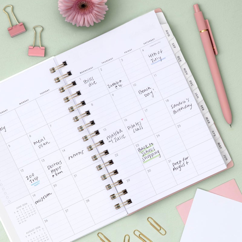 Blue Sky The Everygirl 2026-2027 Weekly and Monthly Academic Year Planner Calendar, July 2026 - June 2027, 5" x 8", Flexible Cover, Wirebound, Laminated Tabs, Storage Pocket, Includes Stickers, Bengala Desert Rose - Image 2