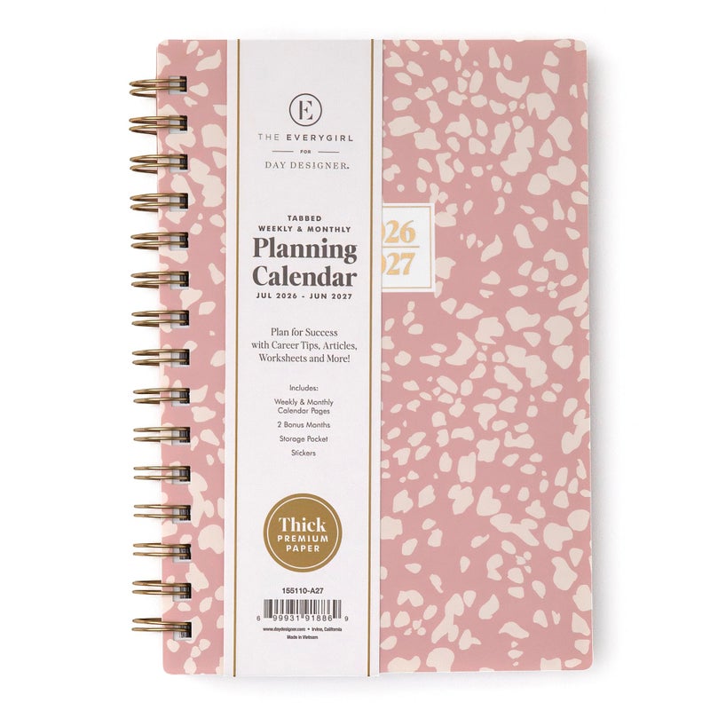 Blue Sky The Everygirl 2026-2027 Weekly and Monthly Academic Year Planner Calendar, July 2026 - June 2027, 5" x 8", Flexible Cover, Wirebound, Laminated Tabs, Storage Pocket, Includes Stickers, Bengala Desert Rose - Image 1
