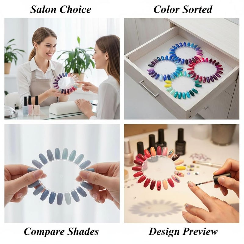Nail Swatch Display Card, Transparent 20 Tips Oval Design, 5.12 X 4.37 In, Plastic Gel Polish Color Swatch, Space-Saving Nail Art Practice Tool - Image 4