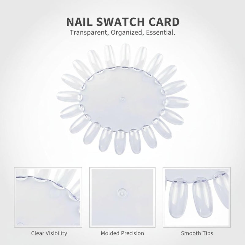 Nail Swatch Display Card, Transparent 20 Tips Oval Design, 5.12 X 4.37 In, Plastic Gel Polish Color Swatch, Space-Saving Nail Art Practice Tool - Image 3