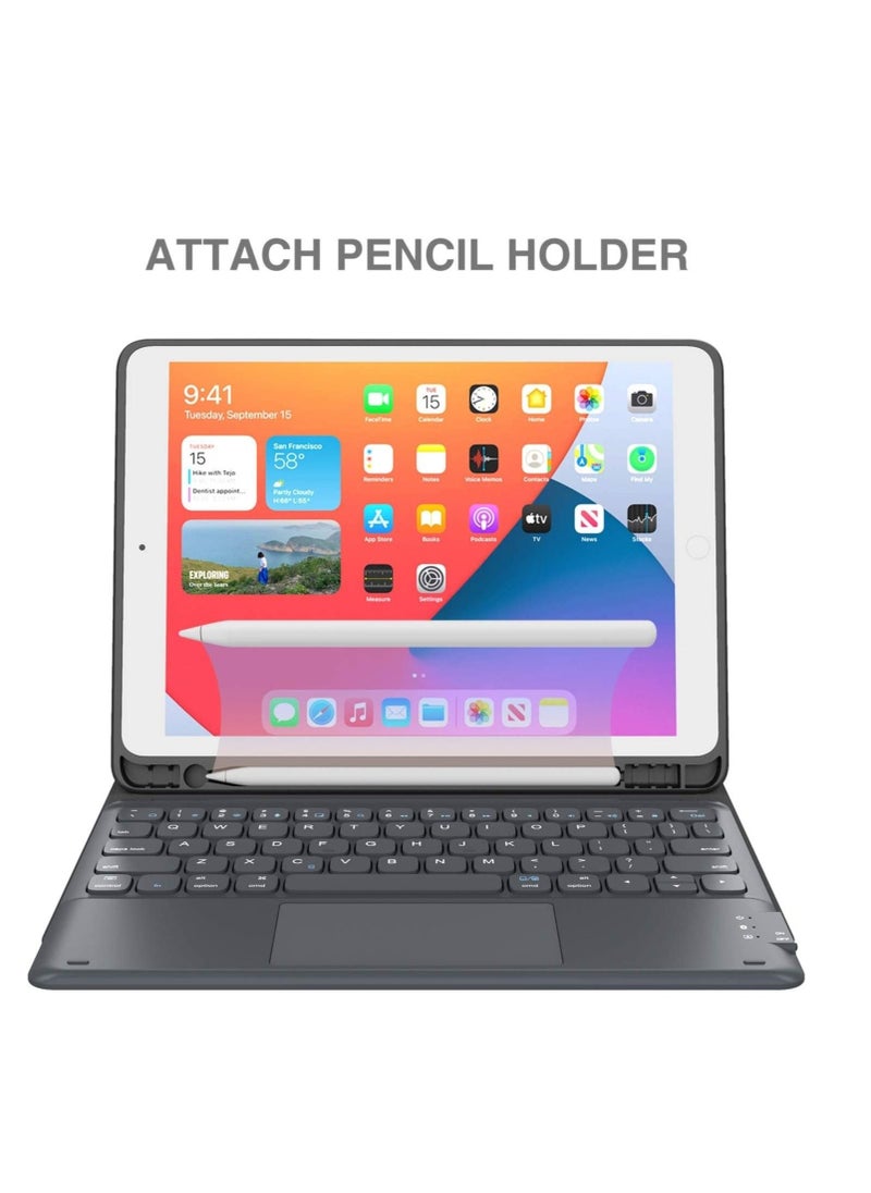 ELTRAZONE iPad Keyboard 9th Generation, Keyboard for iPad 8th Generation/7th Gen 10.2 Inch, Smart Trackpad, Detachable Wireless with Pencil Holder - Image 1