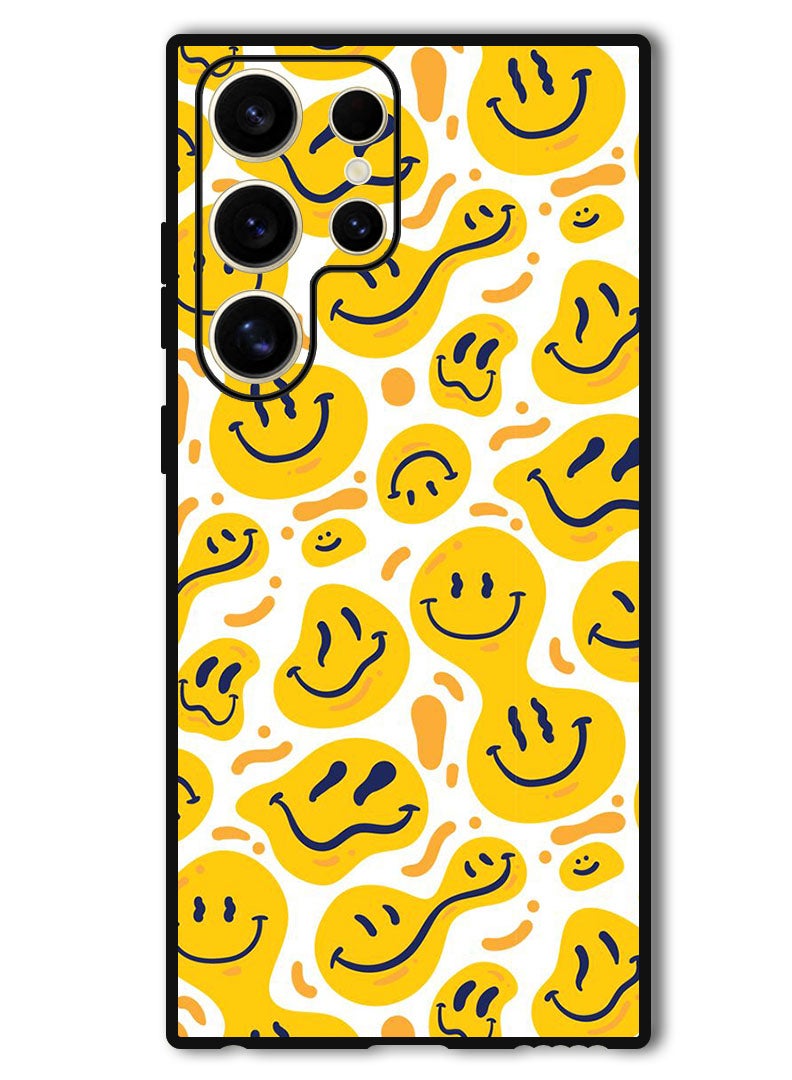 Theodor Protective Case Anti Scratch Shock Proof Bumper Cover For Samsung Galaxy S24 Ultra Smileys Yellow - Image 1