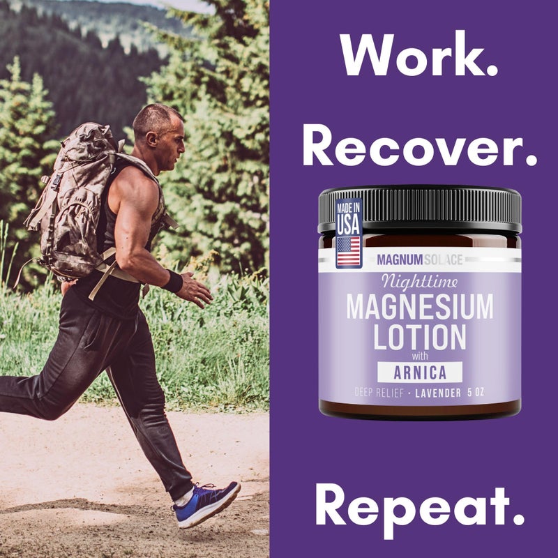 Magnum Solace لوسيون المغنيسيوم الليلي مع الأرنكا - تخفيف مهدئ واسترخاء، مغنيسيوم مركز للغاية للعضلات والمفاصل - يُطبق على الساقين أو القدمين قبل النوم - صديق للبشرة - Image 5