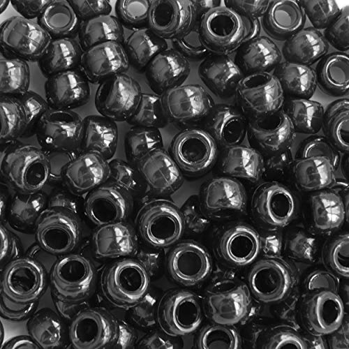 BeadExplosion Black Crow Beads Pony Beads Made in USA 6x9mm - Image 1