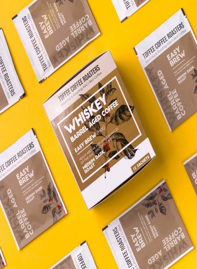 Toffee Coffee Roasters Whisky Barrel-Aged Coffee | Medium Dark Roast | Easy Brew Pour Over Coffee | 12 Sachets (1.2E+2g each) | No Equipment Needed - Image 1
