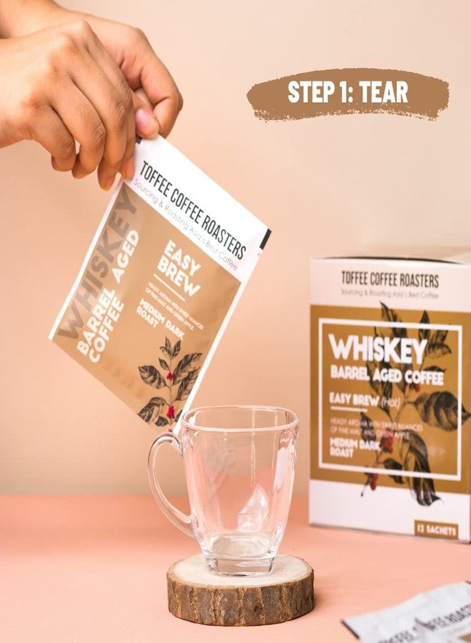 Toffee Coffee Roasters Whisky Barrel-Aged Coffee | Medium Dark Roast | Easy Brew Pour Over Coffee | 12 Sachets (1.2E+2g each) | No Equipment Needed - Image 2