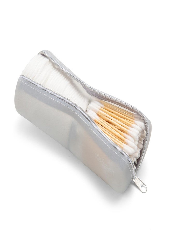 Visfresh Cotton Round Swab Travel Case, 2 in 1 Portable Hair Accessories Organizer, Hair Tie Organizer, Hair Tie Holder, Bobby Pin Holder, Travel Qtips Case, Purse Organization, Floss Holder, Cloud - Image 1