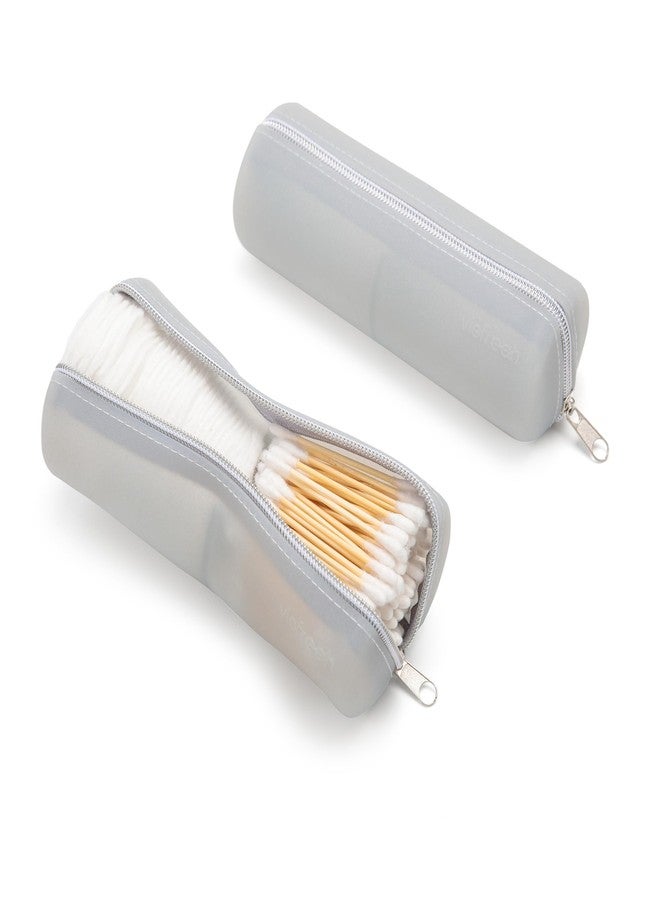 Visfresh Cotton Round Swab Travel Case, 2 in 1 Portable Hair Accessories Organizer, Hair Tie Organizer, Hair Tie Holder, Bobby Pin Holder, Travel Qtips Case, Purse Organization, Floss Holder, Cloud - Image 2