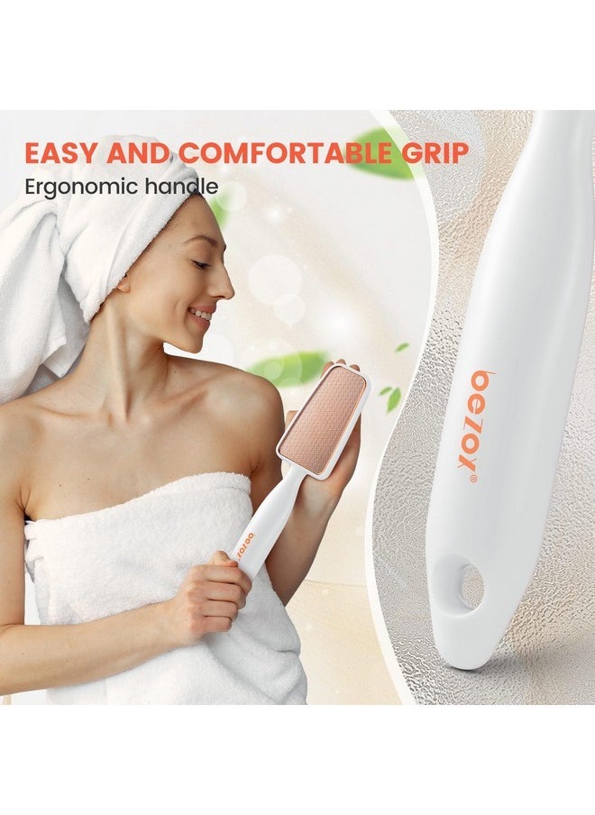 BEZOX Long Handle Glass Foot File Callus Remover, Foot Scrubber For Dead Skin, Cracked Heel Foot Scraper - White  - Image 5