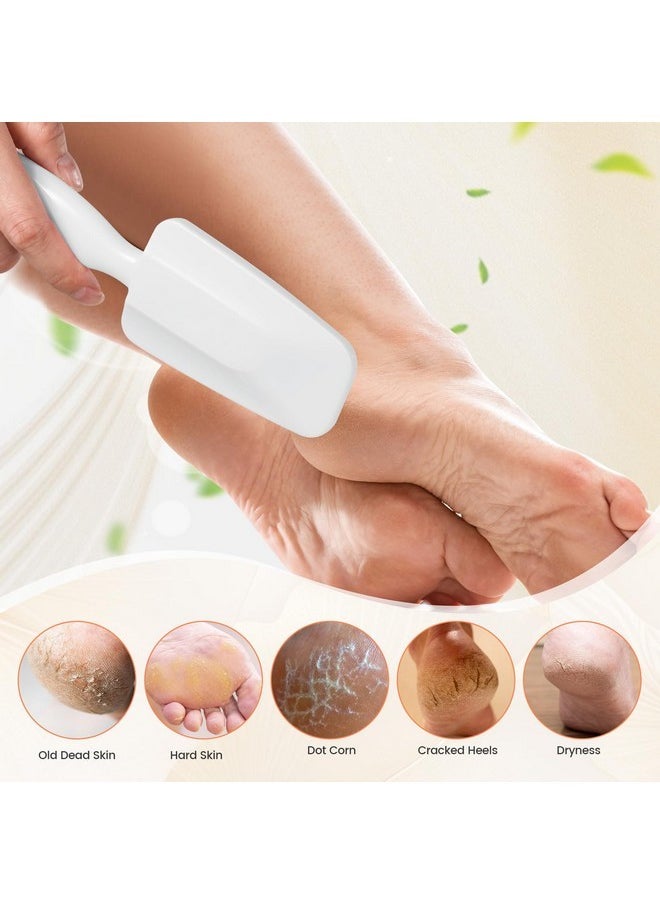 BEZOX Long Handle Glass Foot File Callus Remover, Foot Scrubber For Dead Skin, Cracked Heel Foot Scraper - White  - Image 4