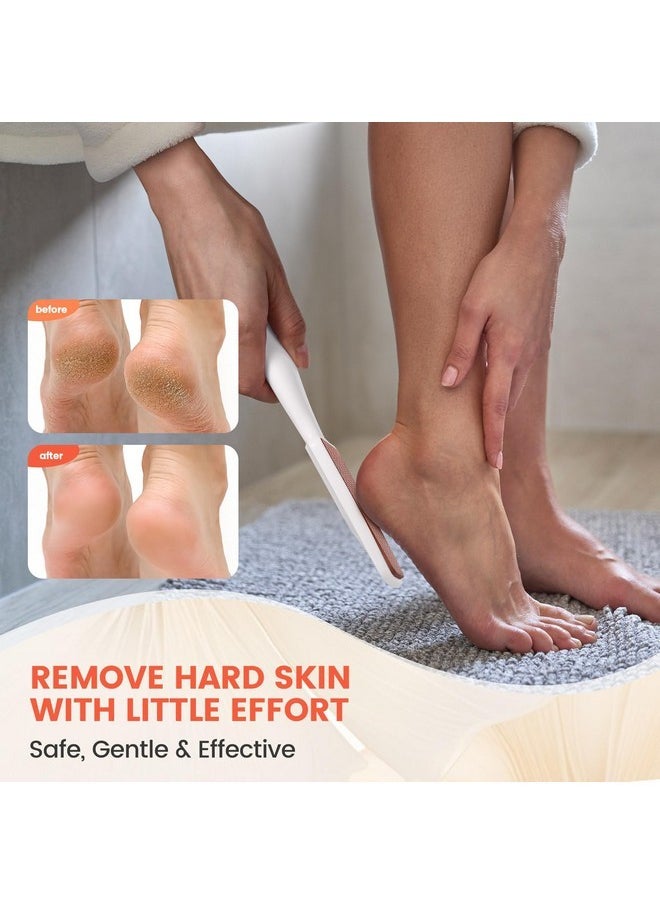 BEZOX Long Handle Glass Foot File Callus Remover, Foot Scrubber For Dead Skin, Cracked Heel Foot Scraper - White  - Image 2