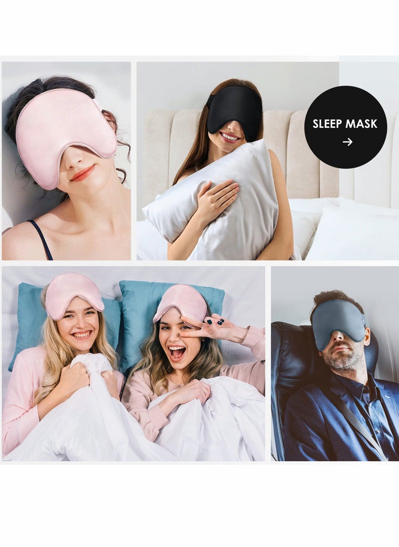 Large Silk Sleep Mask for Women and Girls, Natural Mulberry Silk Blindfold, Lightweight and Comfortable Design, Soft Eye Mask with Elastic Strap in Pink - Image 5