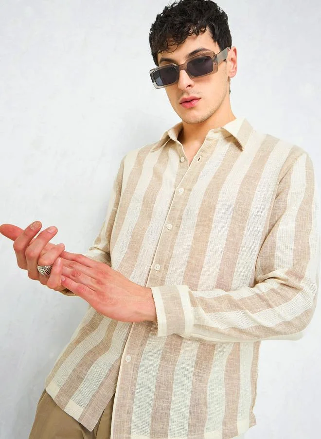 SASSAFRAS Sassafras Men Striped Long Sleeve Relaxed Fit Shirt
