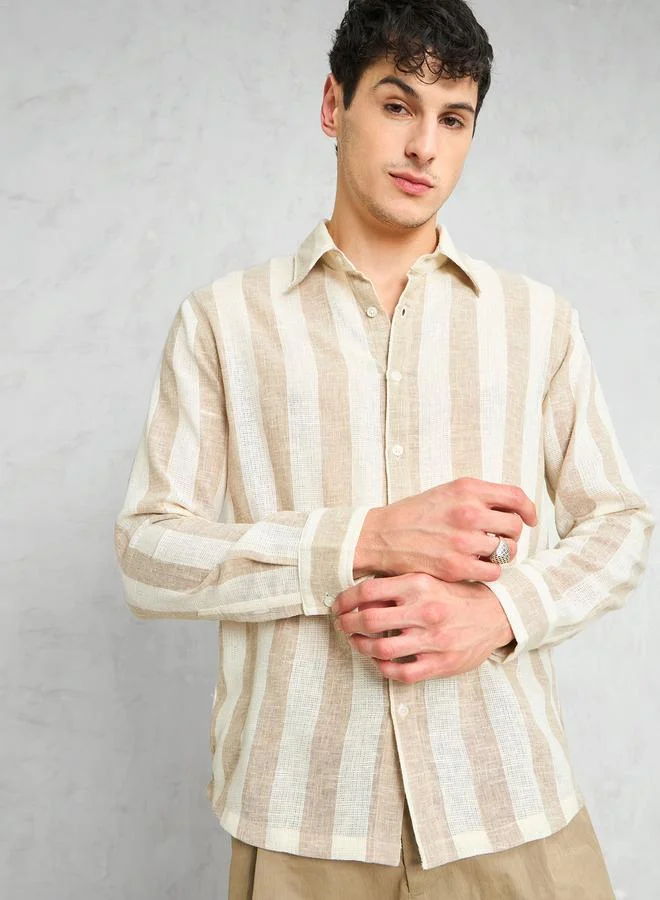 SASSAFRAS Men Striped Long Sleeve Relaxed Fit Shirt
