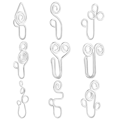 Fzroezz 9 Pcs African Nose Cuff Non Piercing Fake Nose Ring Piercings 20 Gauge Clip on Surgical Stainless Steel Nose Rings Cuffs Pack for Women Men Non Pierced Nose Cute Set Unique Ethnic Indian Silver - Image 1