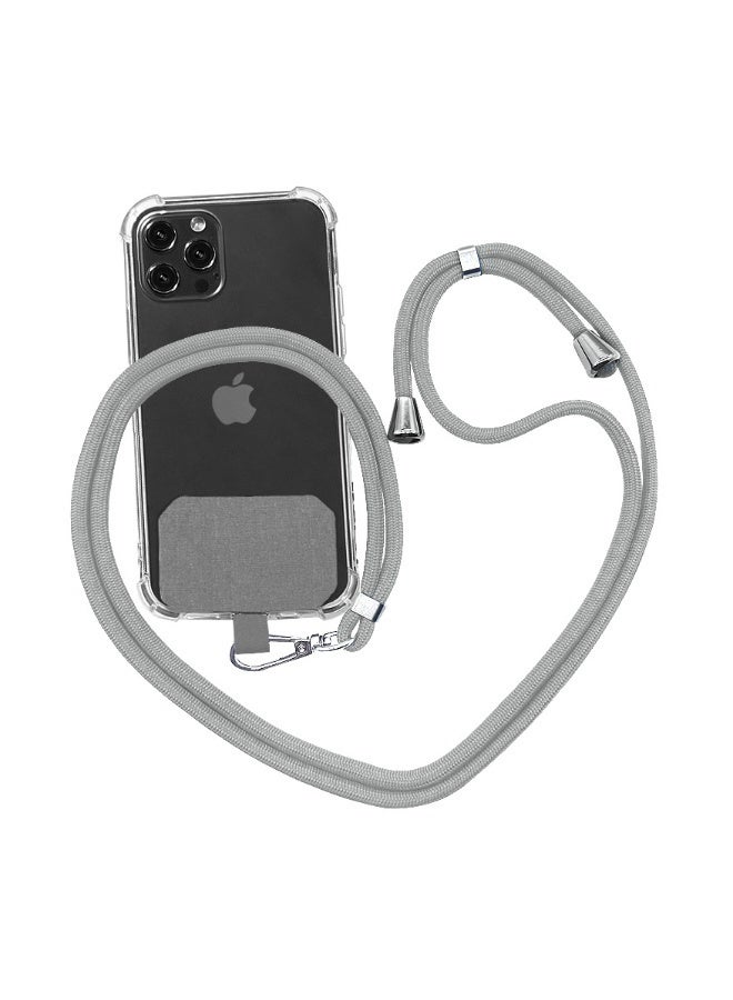 2 Pieces of Phone Lanyard Universal Crossbody Cell Phone Lanyards, Multifunctional Nylon Patch Adjustable Shoulder Neck Strap Compatible with Most Smartphones Grey and Black - Image 4