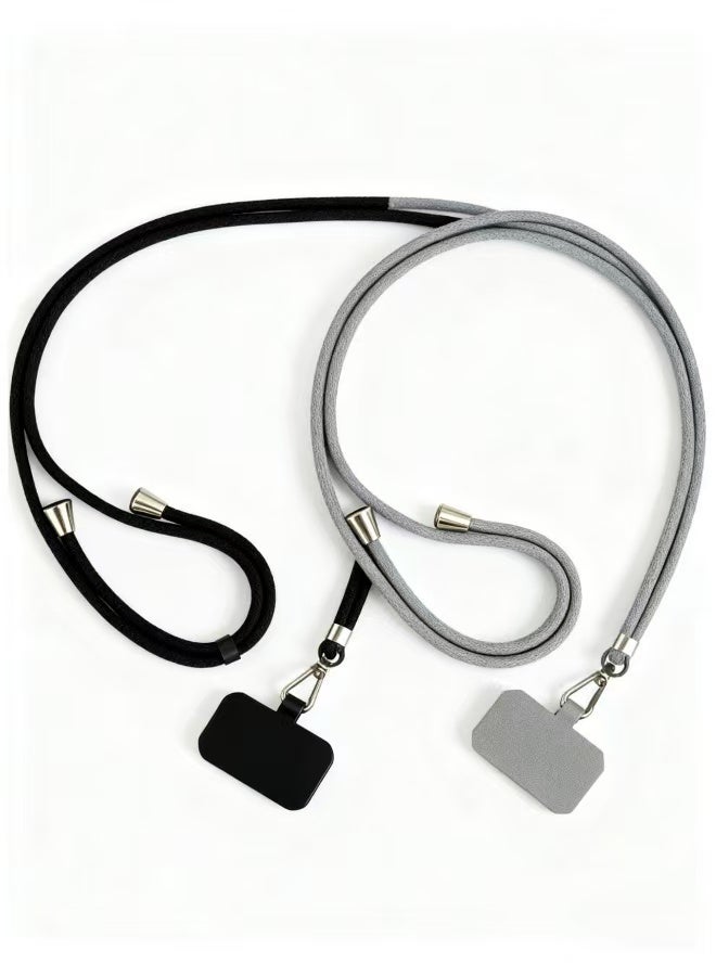 2 Pieces of Phone Lanyard Universal Crossbody Cell Phone Lanyards, Multifunctional Nylon Patch Adjustable Shoulder Neck Strap Compatible with Most Smartphones Grey and Black - Image 2